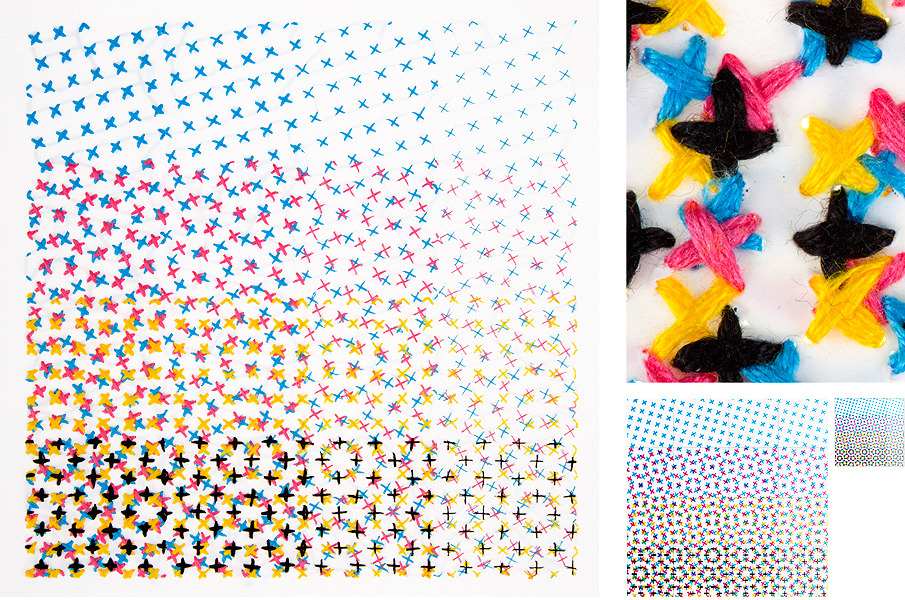 CMYK embroidery Evelin Kasikov textile art 