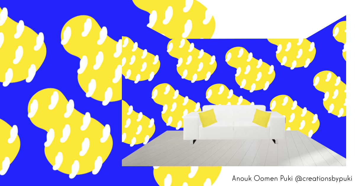 Anouk Oomen Puki behangontwerp mockup