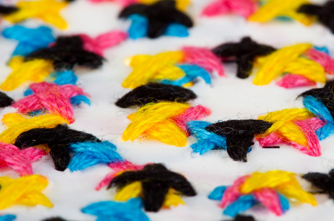 CMYK embroidery by Evelin Kasikov 