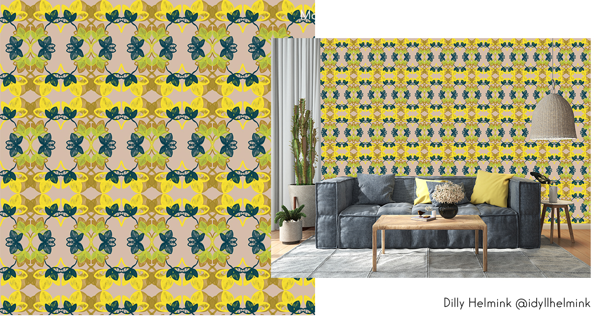 Dilly Helmink behangontwerp mockup