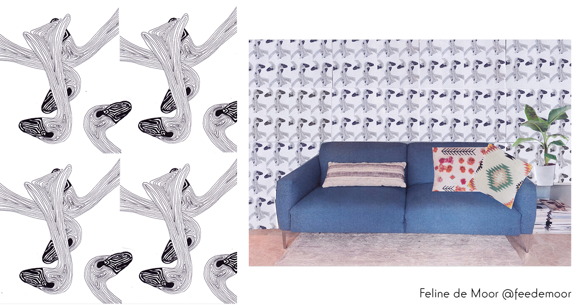 Feline de Moor behangontwerp mockup