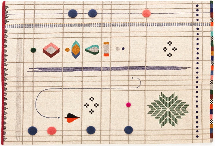 Handmade rugs by Doshi Levien for Nanimarquina woven wool embroidery