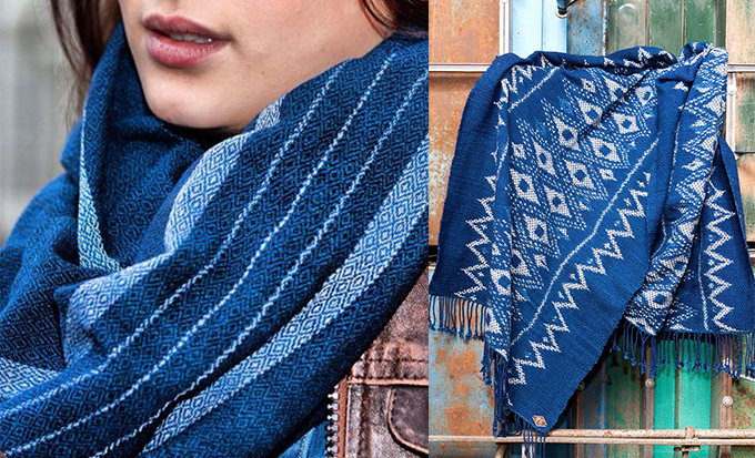 shawls indigo people woven blue