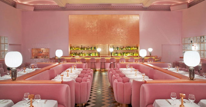 madhavi sketch restaurant london interior design color pink
