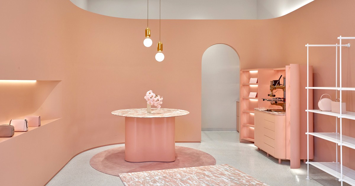 pink arches retail design colour luxury
