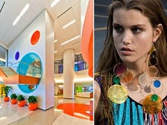 Day and Night Light van Eléonore Delisse, ronde tassen van Delpozo; NYFW Fall 2017,
Texaans kinderziekenhuis door architectenbureau Page, Missoni oorbellen resort 2018, spiegel met verschillende kleurlagen van Sabine Marcelis, pailletten bij Delpozo Fall 2017