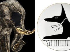 'Fine Paisley Black Elephant' van Stefano Ricci en 'Memphis Plate' van HMS STUDIO