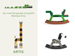 links: reclameposter van 'Allemaal Artis' en rechts: 'Cavalcade' schommelstoelen van Luca Boscardin