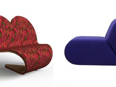 links: bank van Heartseats, rechts: armchair Heart van Philip Bro