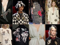 v.l.n.r. en v.b.n.b.: Gucci AW15, (2 en 3) Dolce & Gabbana AW16 Ready-to-Wear, Valentino SS16 Couture, Dolce & Gabbana AW16 Ready-to-Wear, Valentino SS16 Menswear, Schiaparelli SS16 Couture, Dolce & Gabbana AW16 Ready-to-Wear