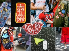 v.l.n.r. en v.b.n.b.: spijkerjasje via popsugar.com patch via instagram.com, kiss my patch via laughinglizards.com, street style via vogue.com, patch via instagram.com, Pharrell X Adidas on the streets via buro247.me