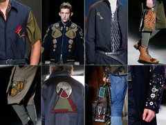 v.l.n.r. en v.b.n.b.: Salvatore Ferragamo SS17, Dries Van Noten AW16 Menswear , Lanvin AW16 Menswear, (4 en 5) Dries Van Noten AW16 Menswear, Kenzo AW15 Menswear, Valentino SS16 Menswear Versace AW16 Menswear