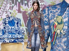 achtergrond: behang van Charlotte Beevor, vintage stoel met dessin van Josef Frank, Alexander McQueen SS16 Ready-To-Wear via vogue.com, Gucci SS16 Menswear via vogue.com