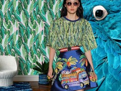 links: behang van Justina Blakeney X Hygge & West, midden: Stella Jean SS15 Ready-To-Wear via vogue.com, rechts: Spix' ara via amazon.com